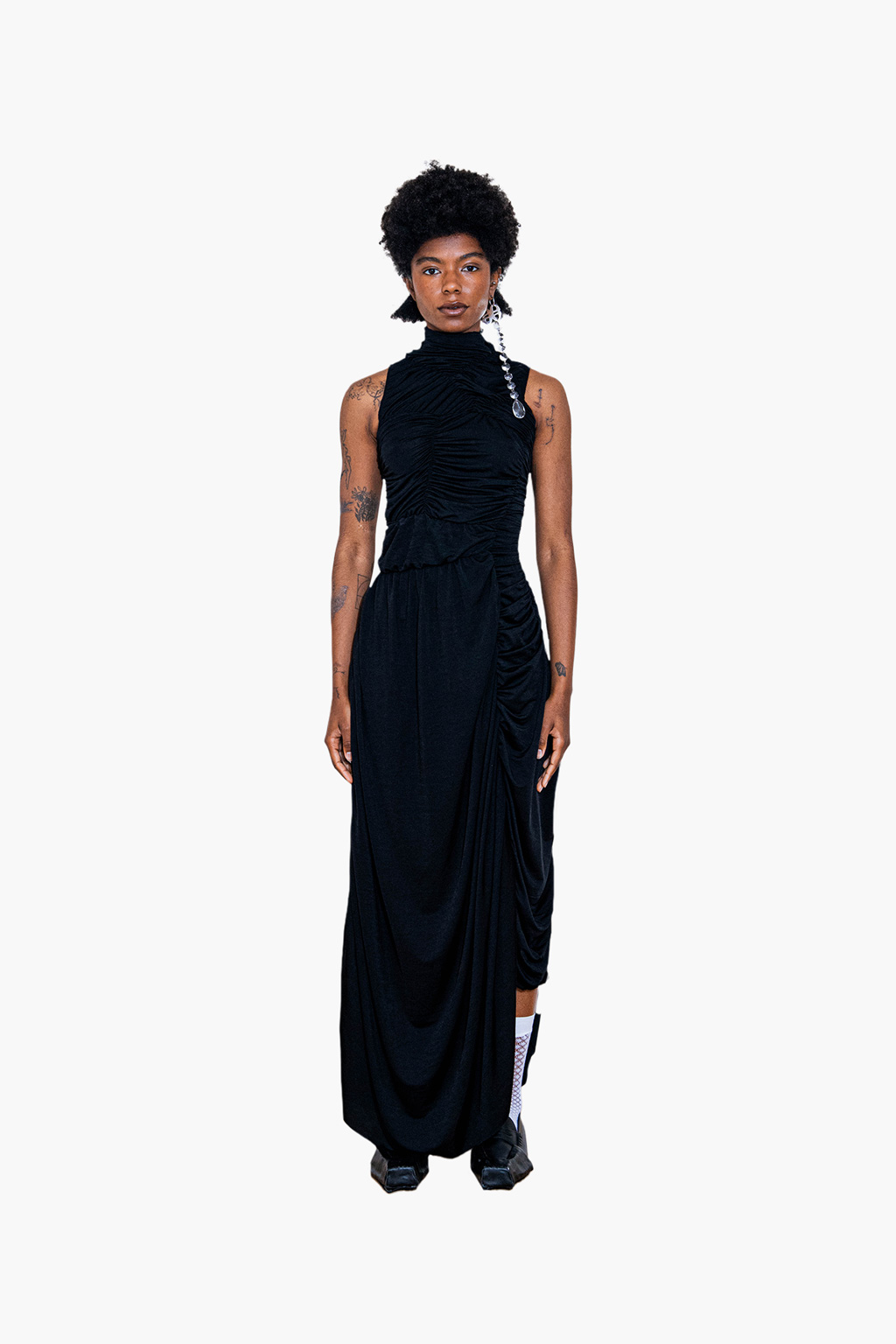 DRAPED ASYMETRIC DRESS IN BLACK